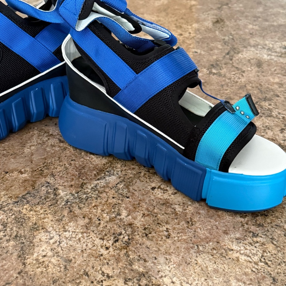 Anthony Wang Platform Sandals Blue Chunky Festival Grunge Womens 10 NIB - Picture 3 of 15